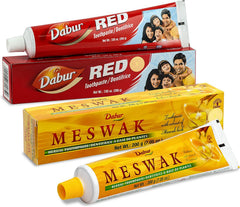 Toothpaste being squeezed onto a brush highlighting Miswak ingredients