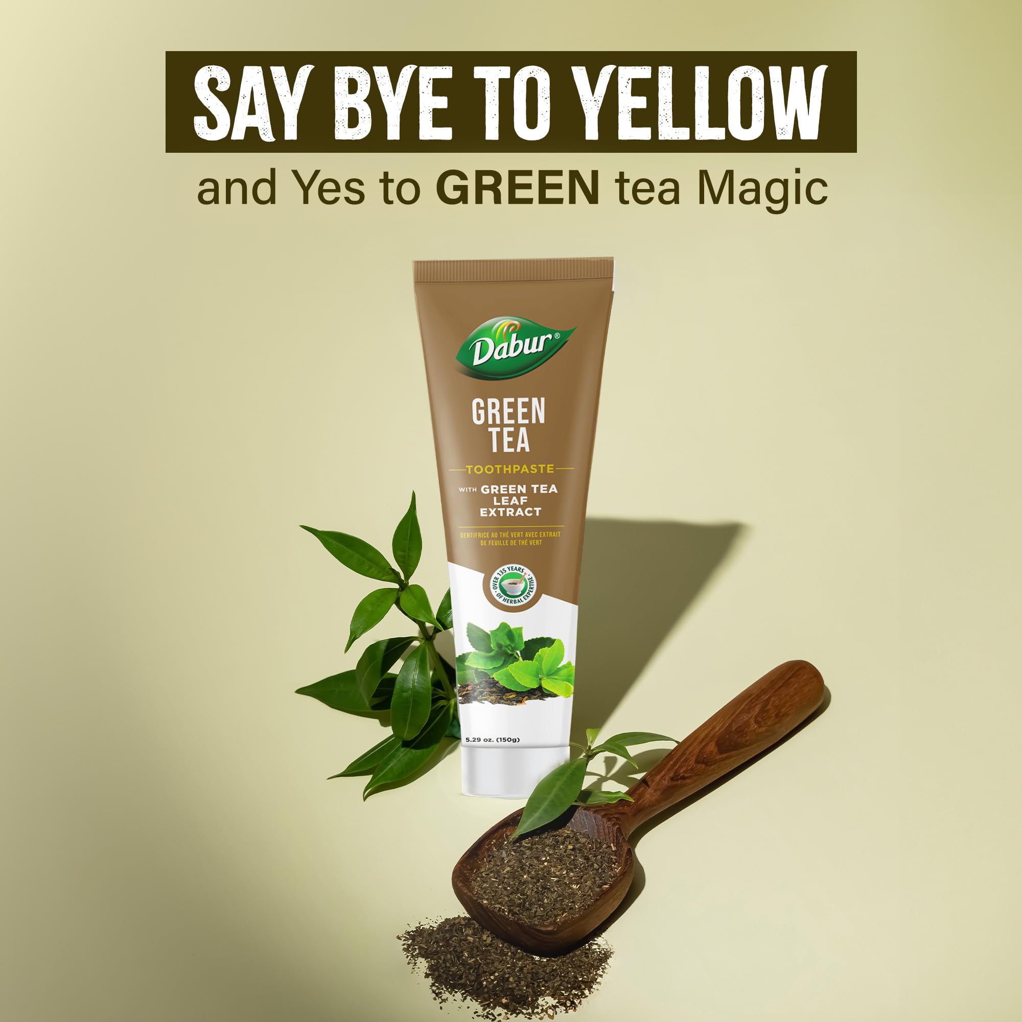 Demonstration of brushing with Dabur toothpaste at a 45-degree angle