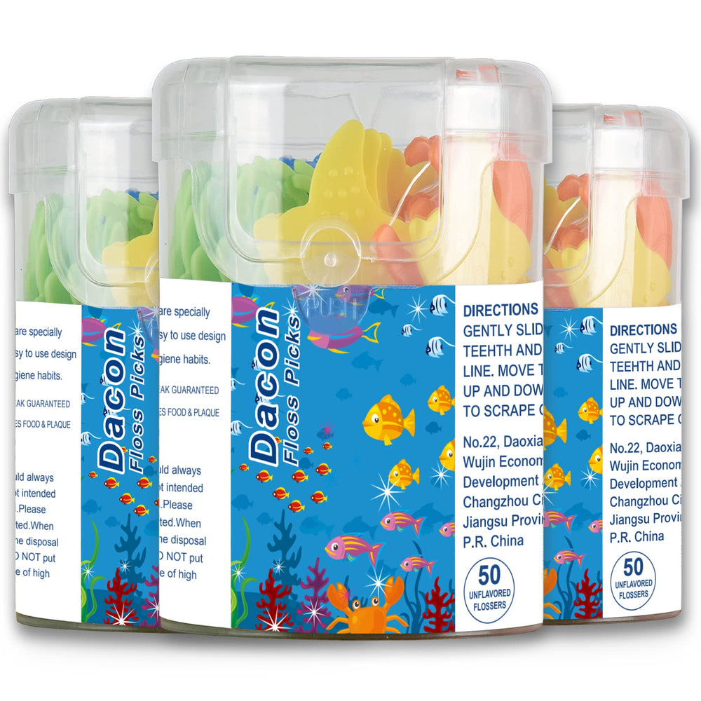 Dacon Kids Flossers – Fluoride-Free Unflavored Dental Floss Picks, 4 O ...