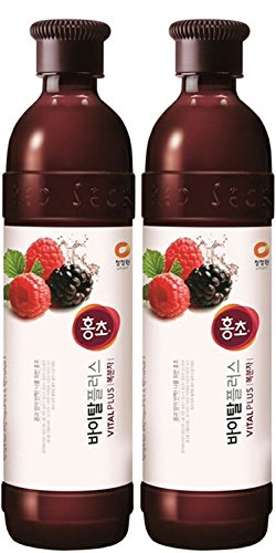 Daesang Chung Jung One Hong Cho Vital Plus Korean Black Raspberry 900ml 2-Pack bottle