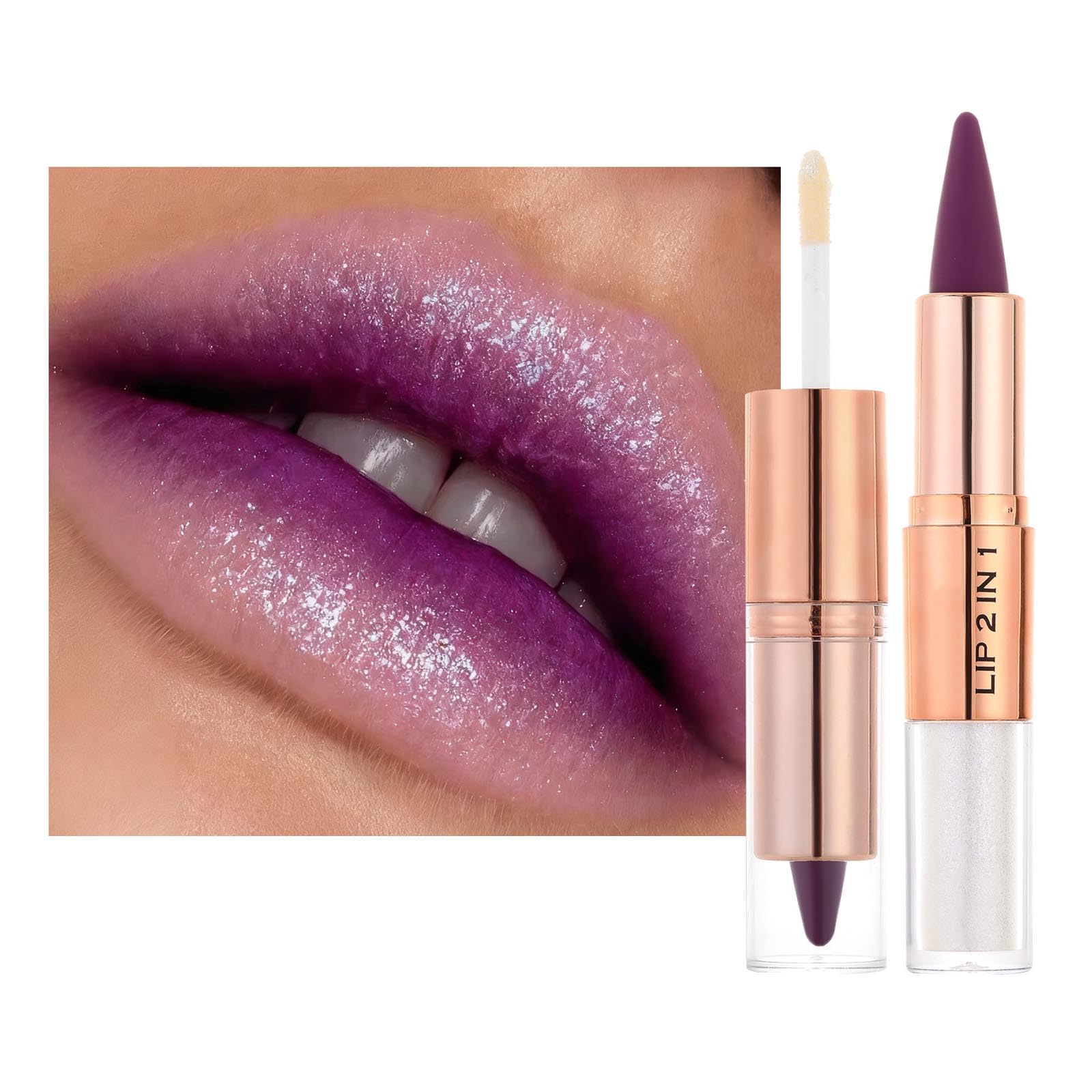 Daeuwiutr lip kit with clear gloss and liner for precise definition and shine.