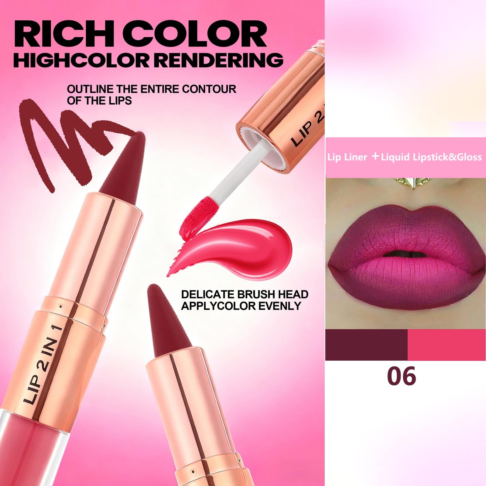 Daeuwiutr fine-tipped lip liner for precise definition.