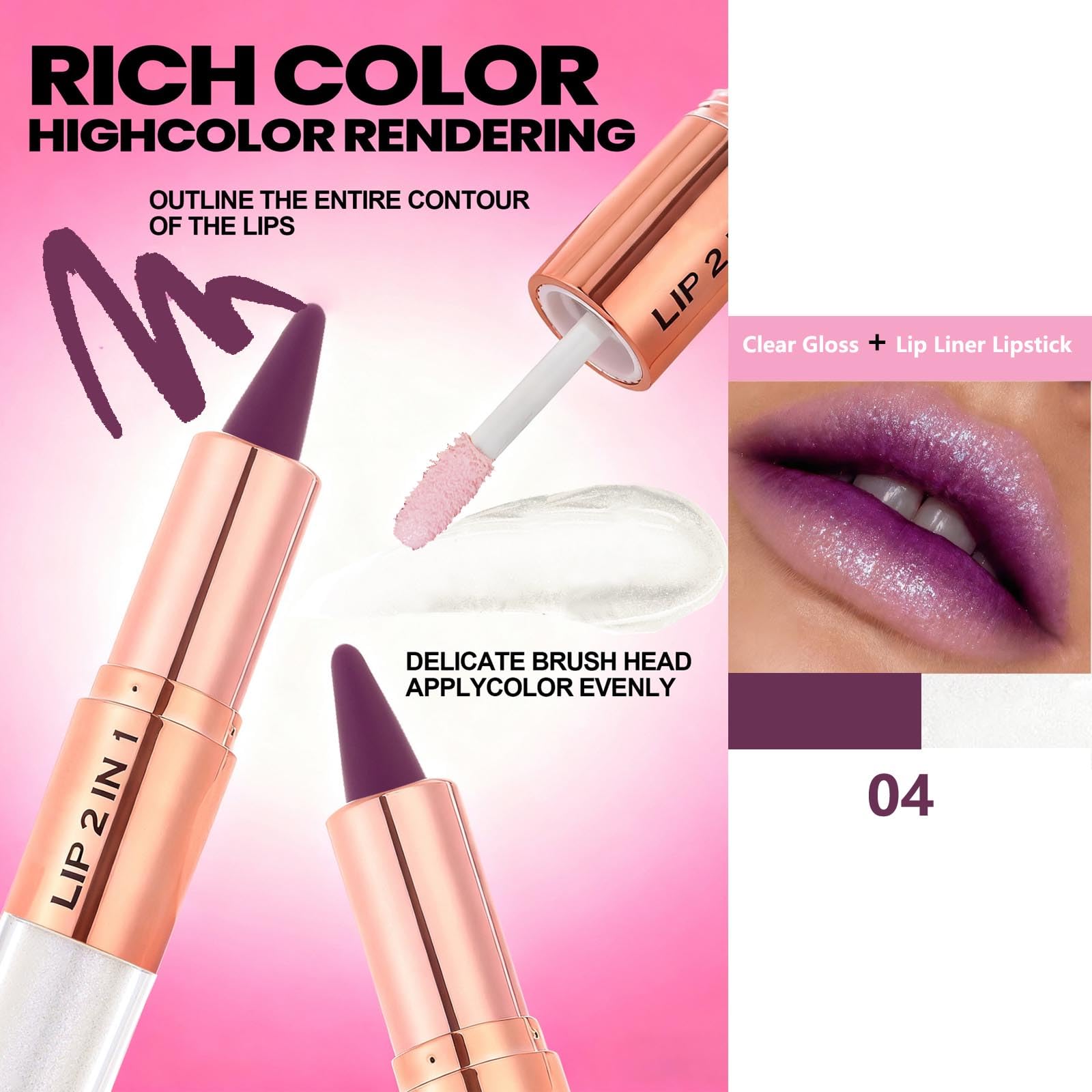 Daeuwiutr matte lipstick in nude shade paired with liner for versatile everyday looks.