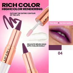 Daeuwiutr matte lipstick in nude shade paired with liner for versatile everyday looks.