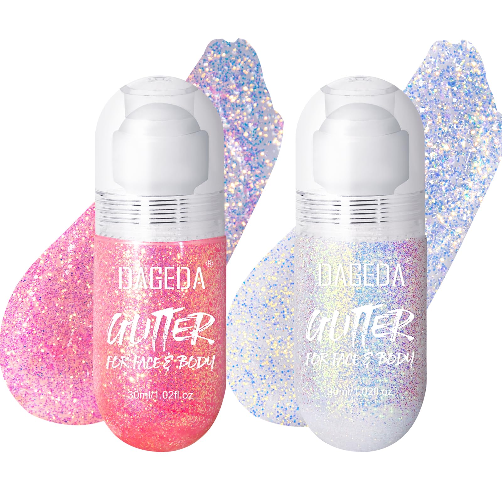DAGEDA 2Colors roll-on bottle for quick, mess-free skin glitter.