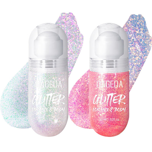 DAGEDA 2Colors roll-on glitter bottle showing easy, mess-free application