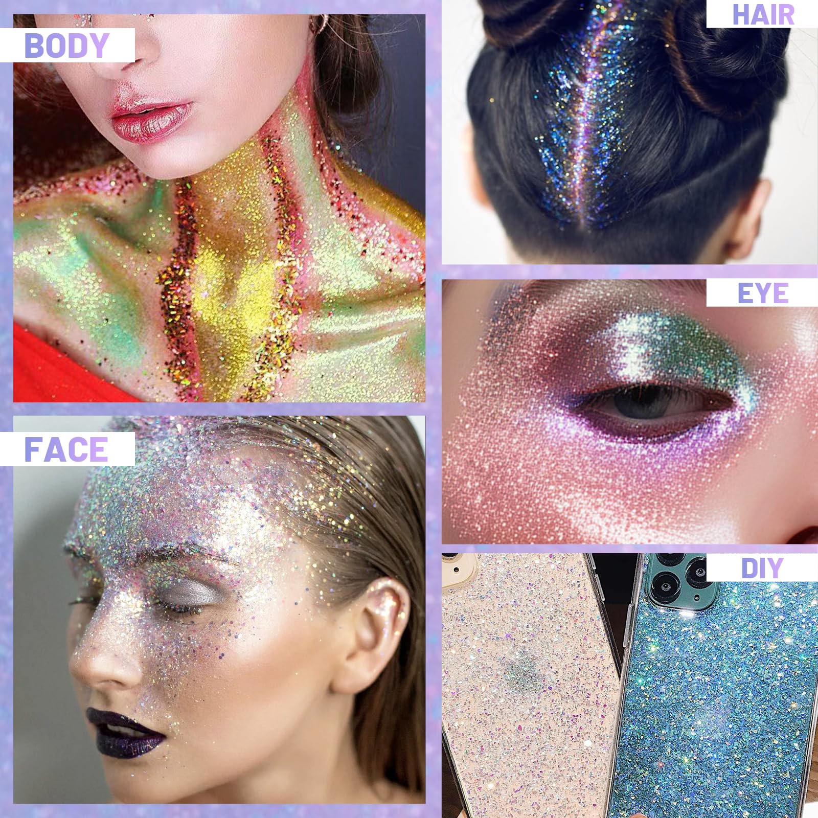 DAGEDA glitter detail for hair and face with versatile sparkle.
