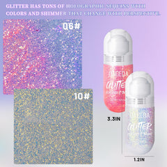 DAGEDA holographic glitter colors shine from every angle.