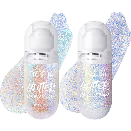 DAGEDA roll-on glitter bottle for effortless body application.