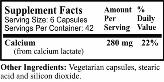 Calcium Lactate capsules in bottle