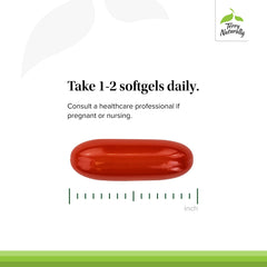 Serving suggestion showing 1-2 softgels daily dosage.