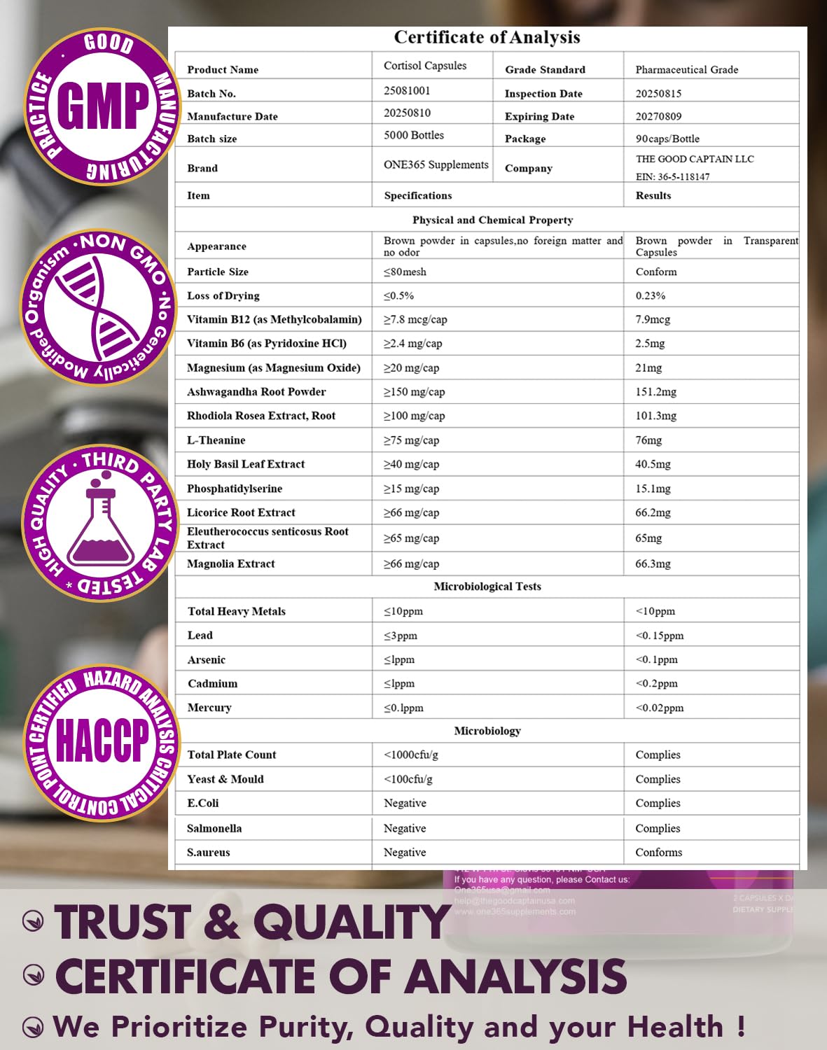 Daily cortisol support capsules