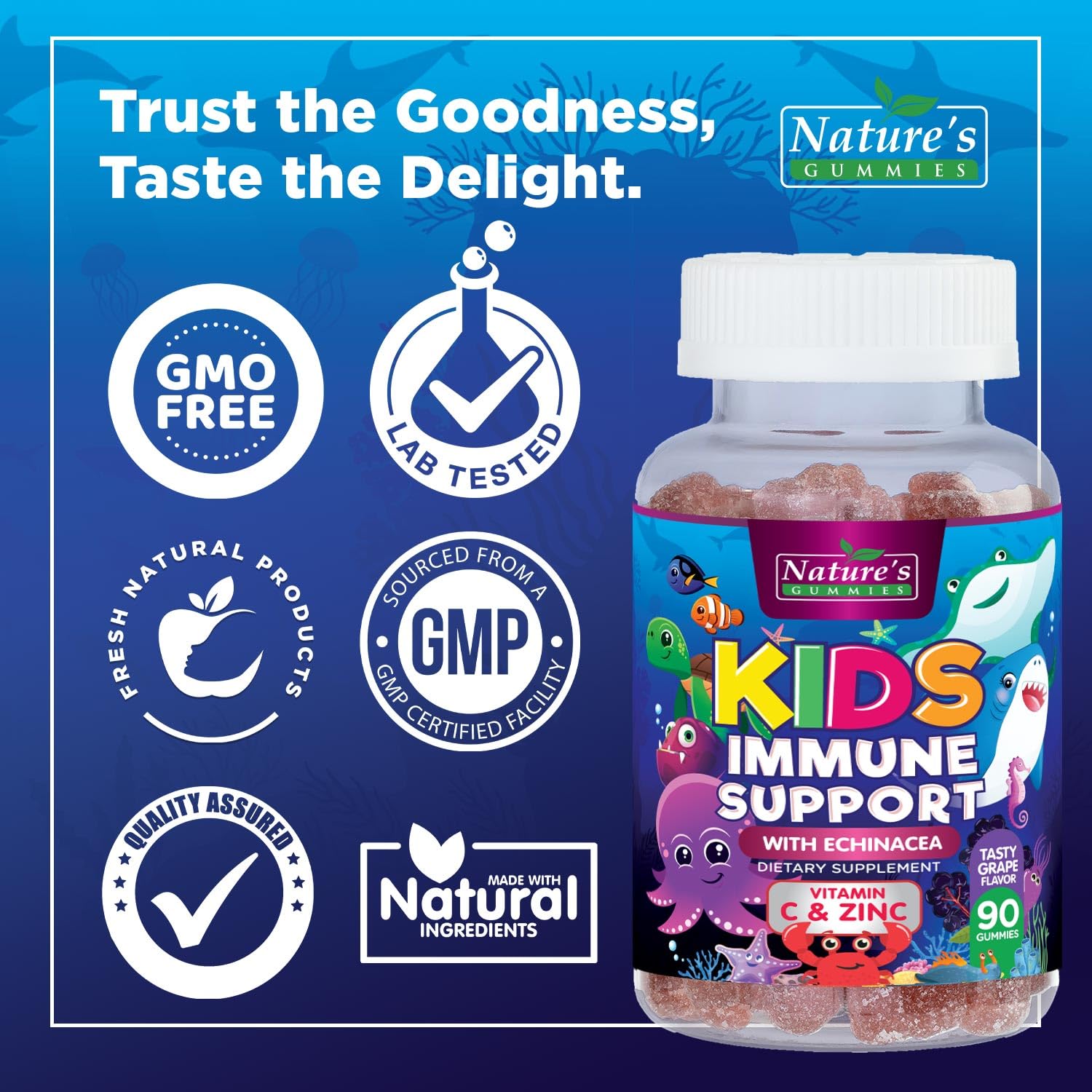 Daily immunity concept with berry-flavored gummies for kids