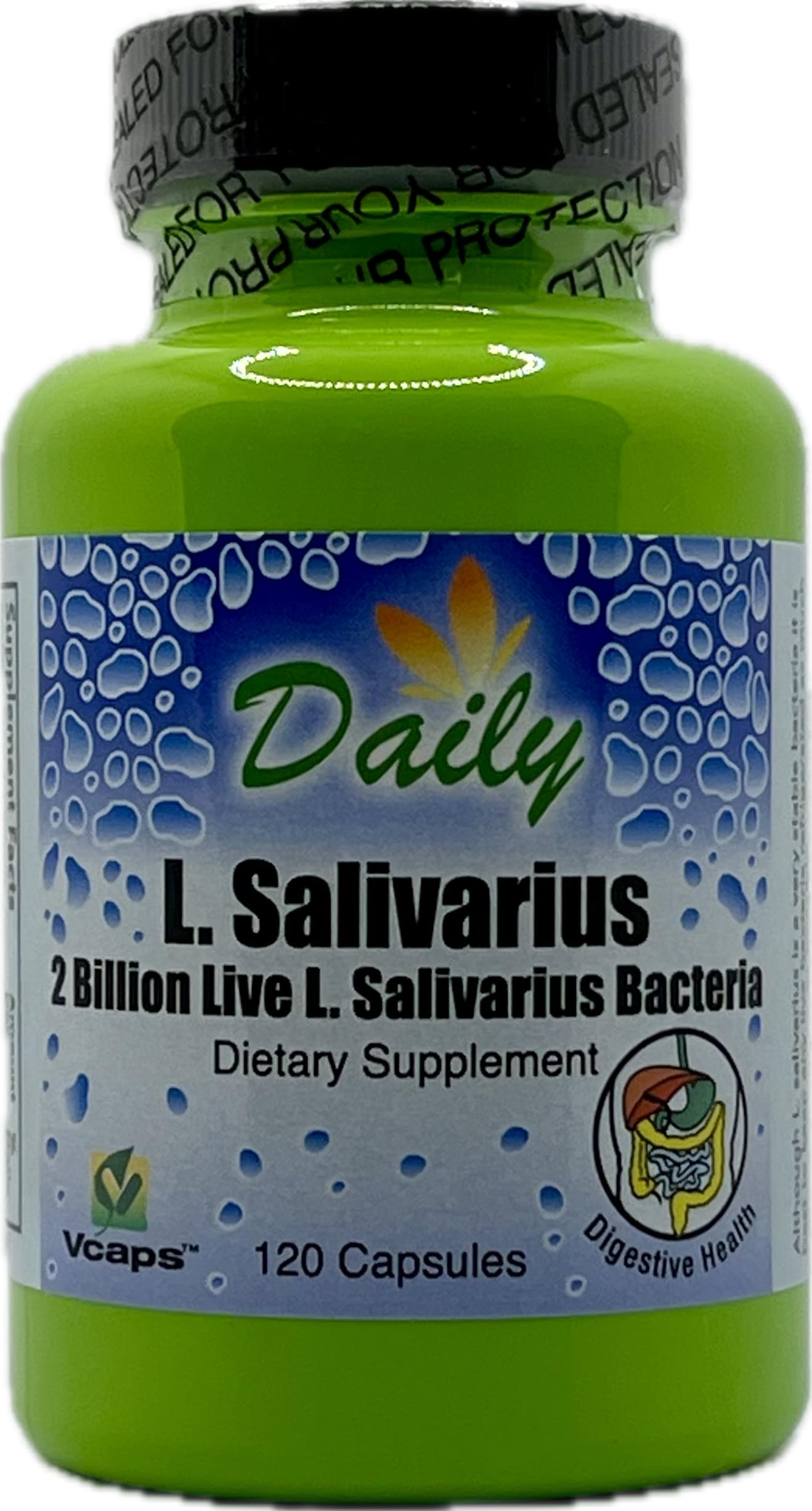 Front view of Daily L-Salivarius 120 delayed-release capsules bottle