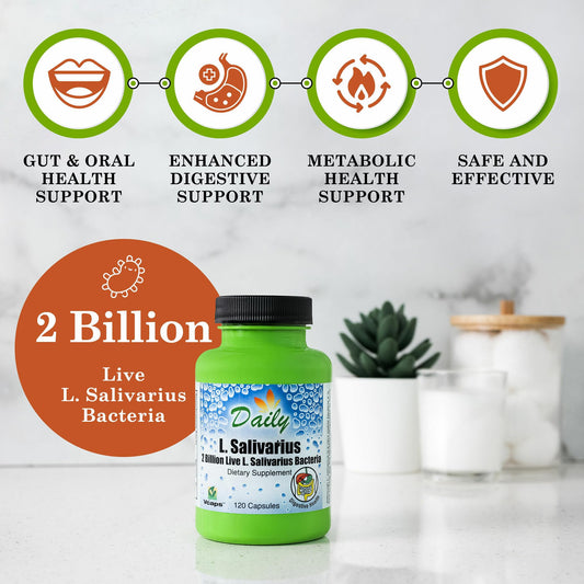 Label on Daily L-Salivarius bottle showing 2 billion CFU