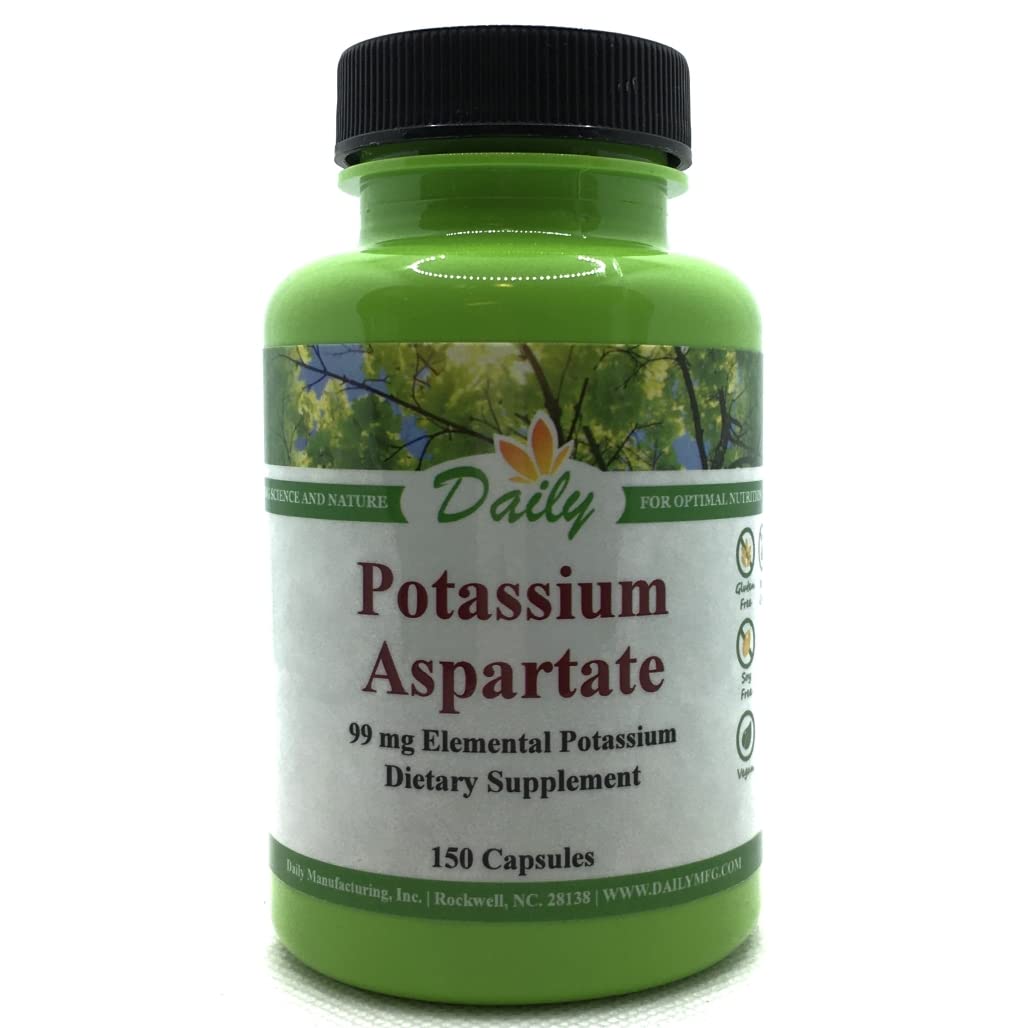 Daily Manufacturing Potassium Aspartate 150 Vegetarian Capsules bottle front view
