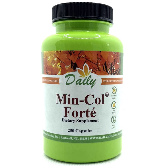 Daily Min-Col Forté capsules bottle close-up
