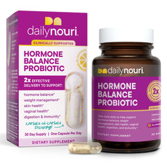 Bottle of Daily Nouri Hormone Balance Probiotic for Women with 7 strains