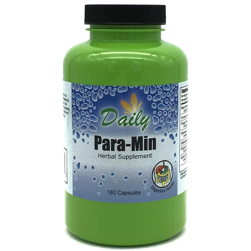 Para-Min bottle in a green bottle with Daily Manufacturing label