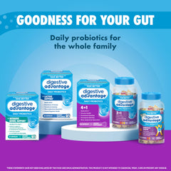 Probiotic bottle alongside immunity and health icons