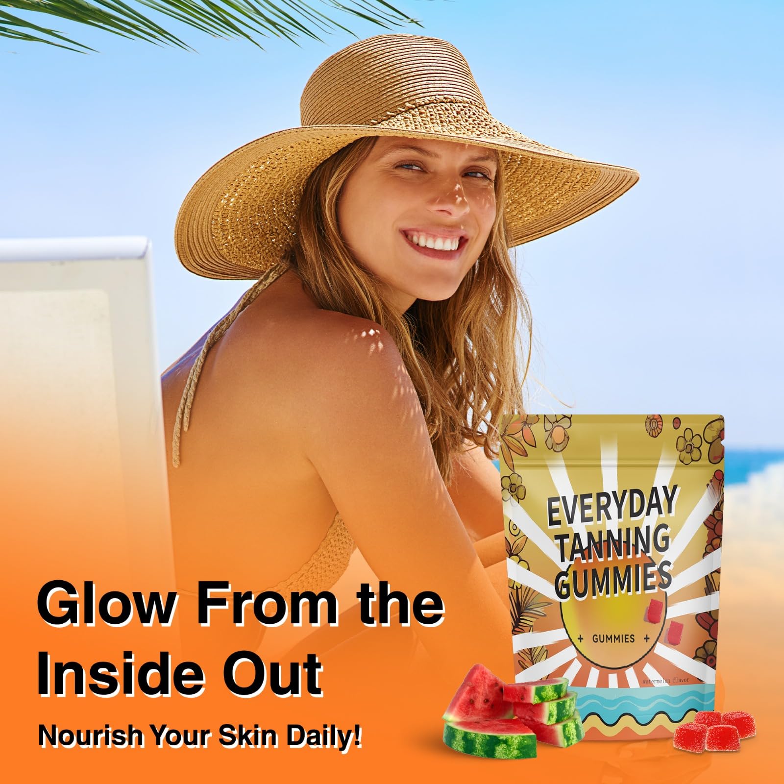 Chewable gummies displaying watermelon flavor for daily use