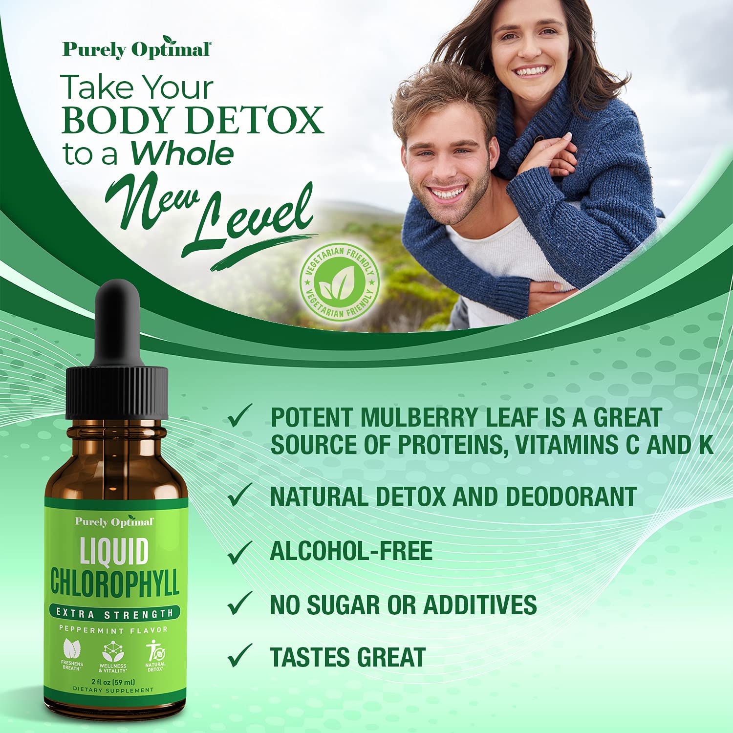Glass of water with chlorophyll drops for daily wellness