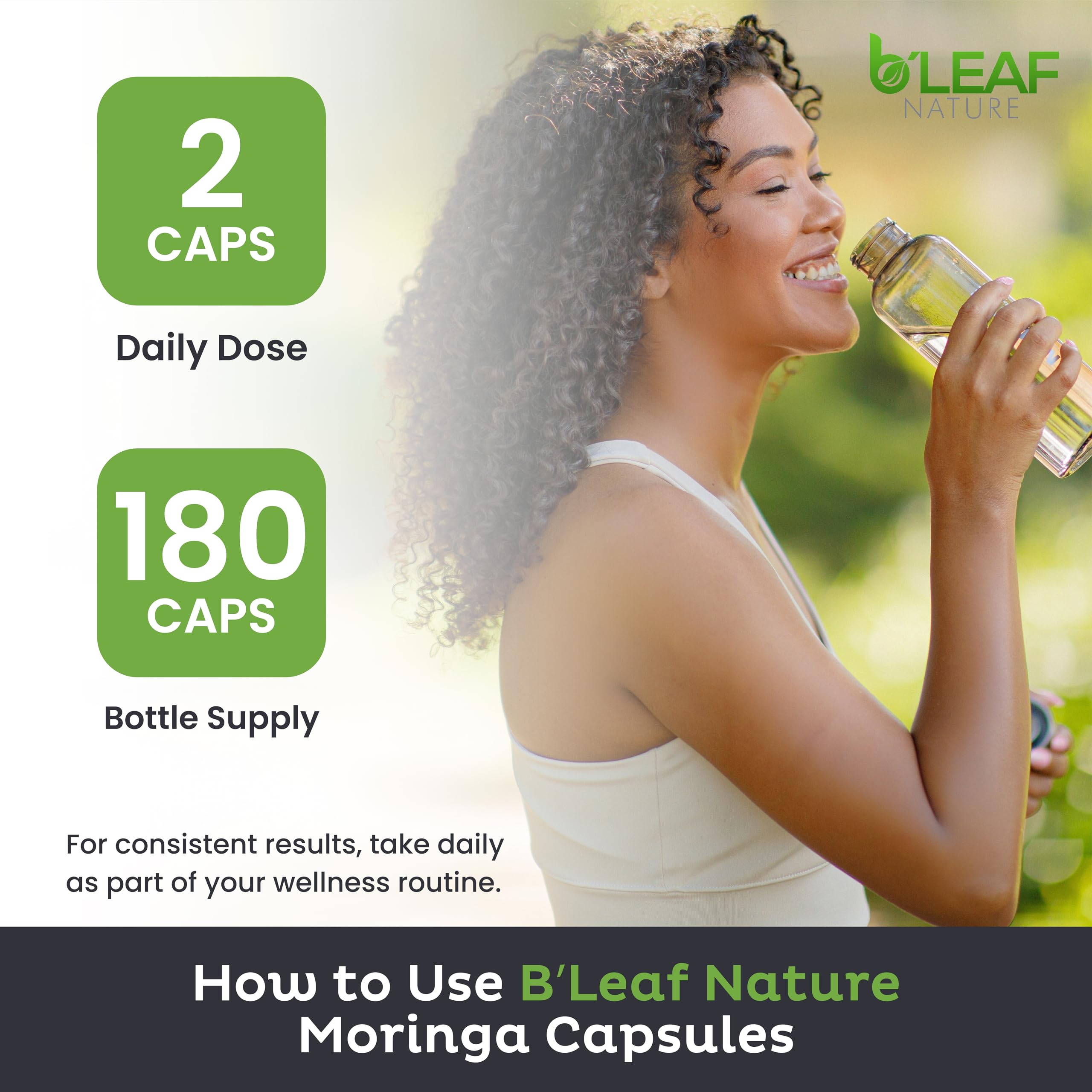 Daily-use moringa capsules in box