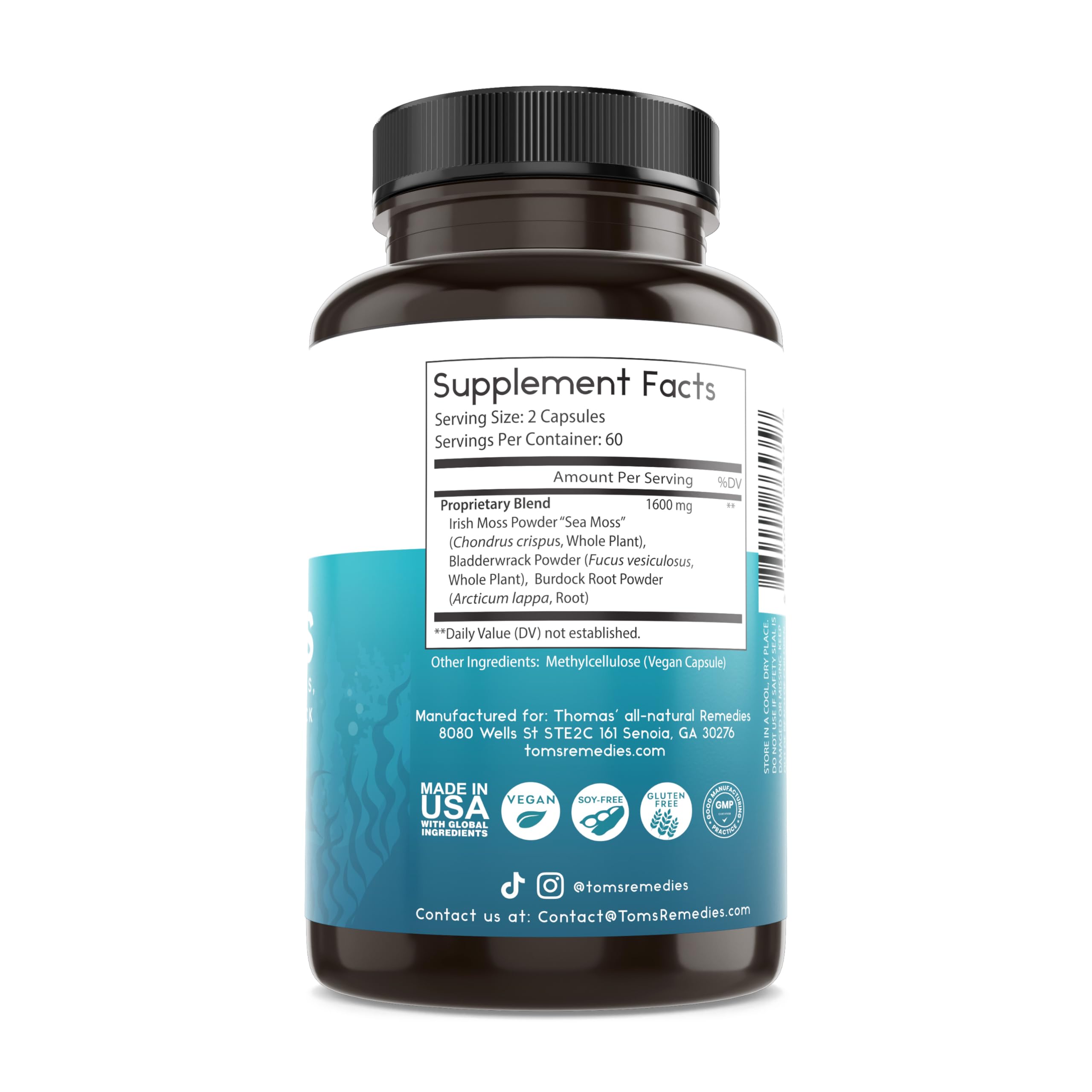 Daily-use sea moss capsules packaging