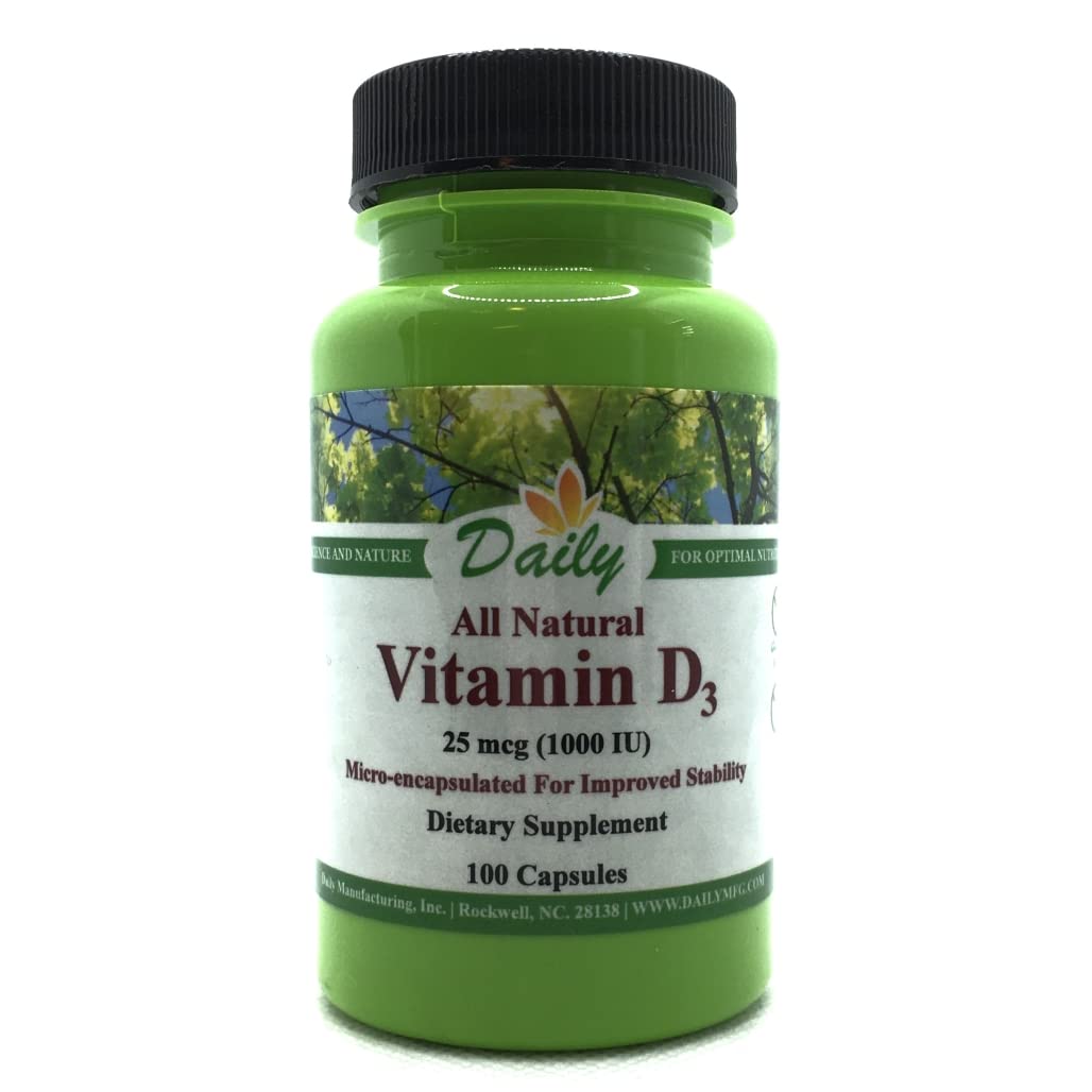 Bottle of Daily Vitamin D3-1000 IU with label