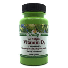 Bottle of Daily Vitamin D3-1000 IU with label