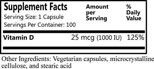 Non-GMO Vitamin D3 1000 IU capsules
