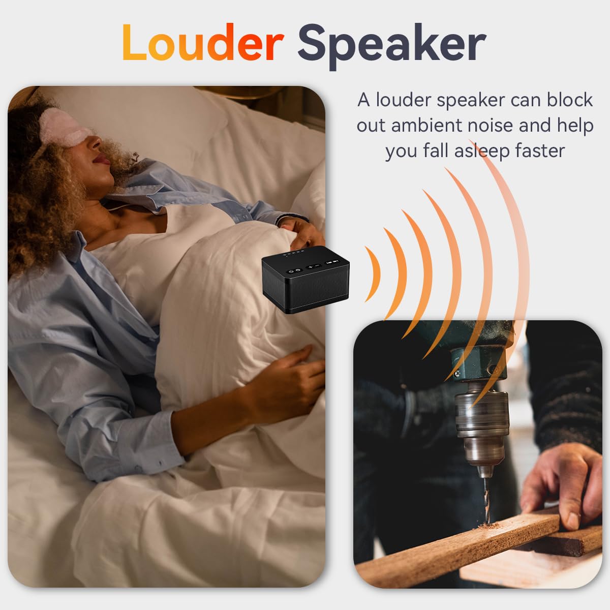 DailyBody Sound Machine compact size on a nightstand for travel ready use.
