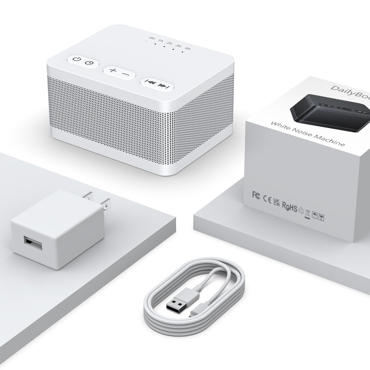 DailyBody Sound Machine with USB-C charging for reliable power on the go.