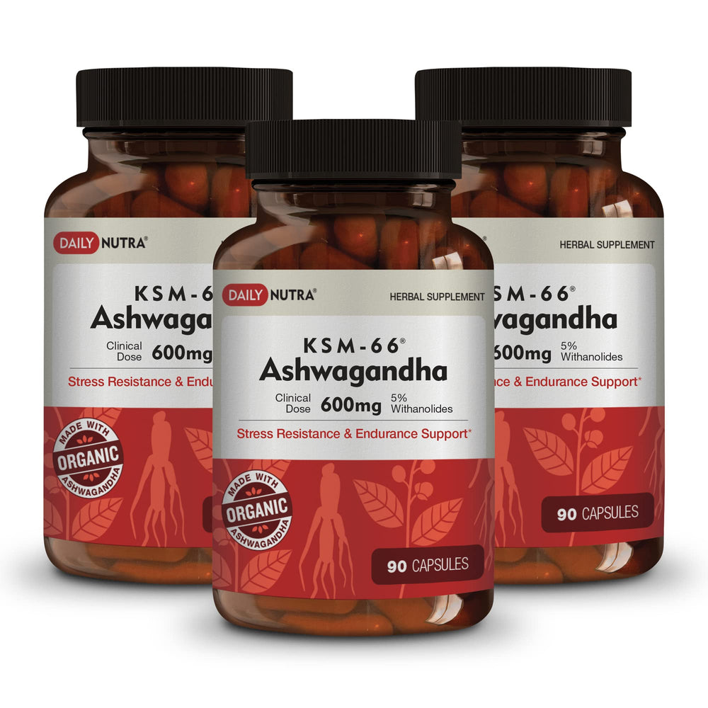 DailyNutra KSM-66 Ashwagandha bottle front shows high potency daily supplement