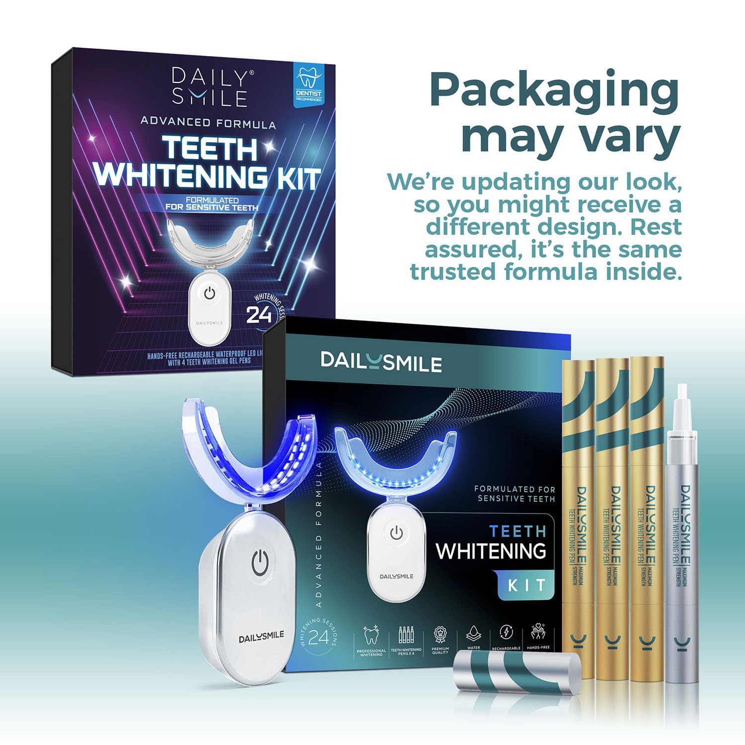 Compact, travel-friendly whitening kit setup