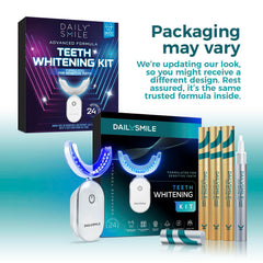 Compact, travel-friendly whitening kit setup