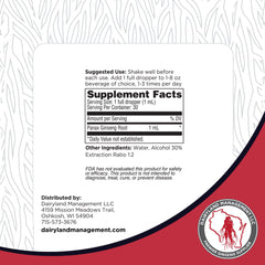 Usage shot showing how to take Dairyland Red Ginseng Extract daily
