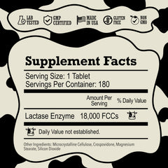 DairyPill lactase pills close-up, compact capsule easy to swallow