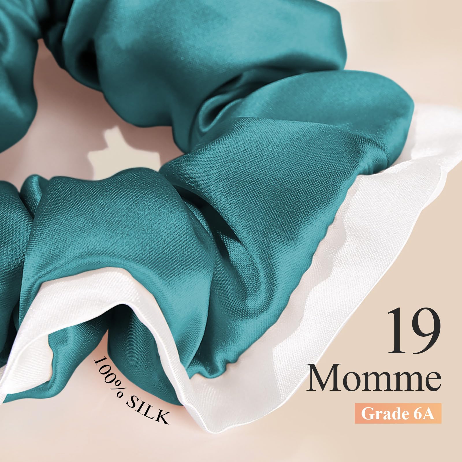 DAISYSILK aqua green scrunchie with soft elastic for secure, gentle hold.