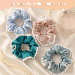 DAISYSILK gift-ready Aqua Green silk scrunchie in premium packaging.