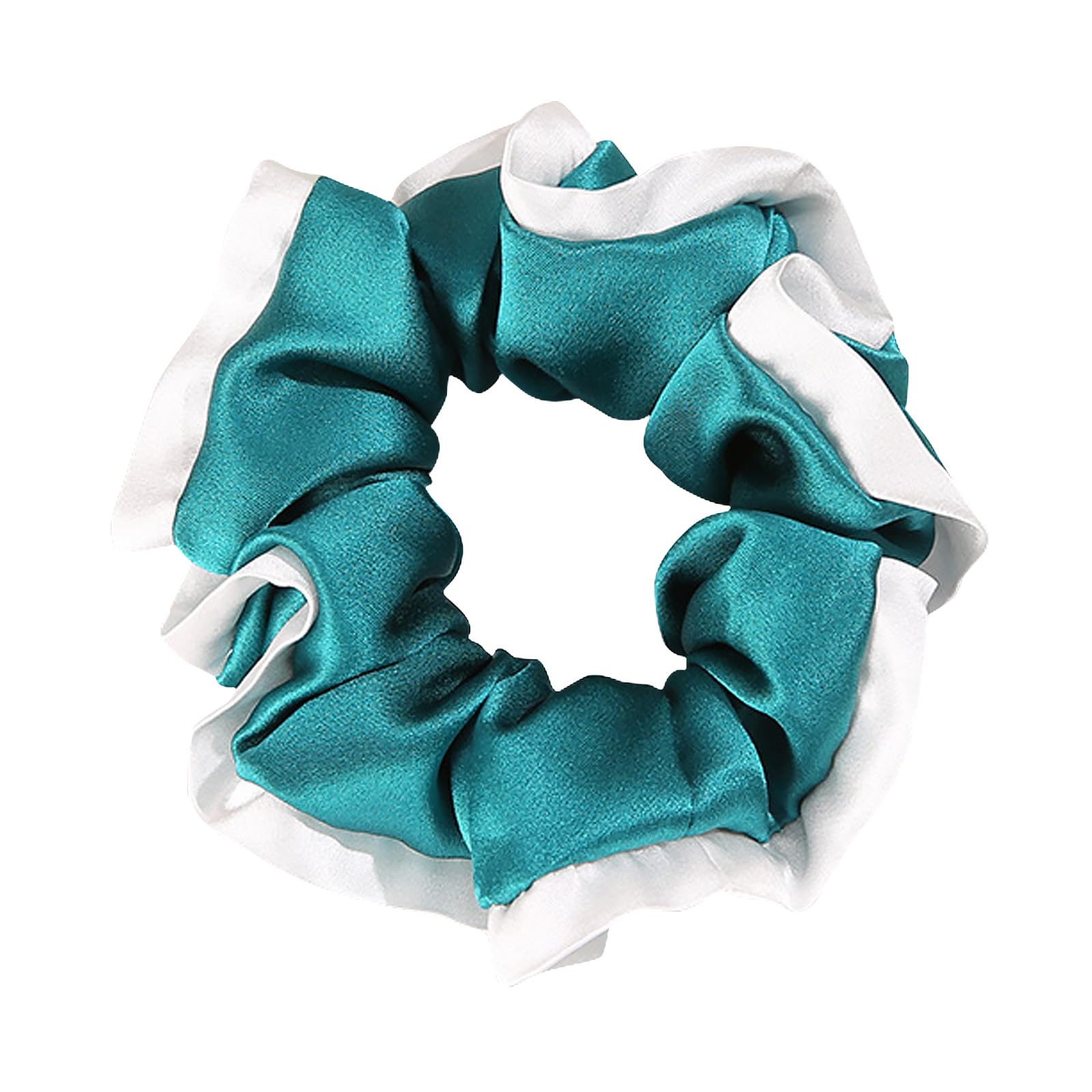DAISYSILK pure mulberry silk scrunchie in Aqua Green worn for a gentle no-pull hold.