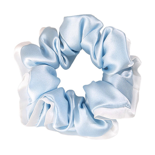 Daisysilk pure mulberry silk hair scrunchie in ice blue for gentle styling