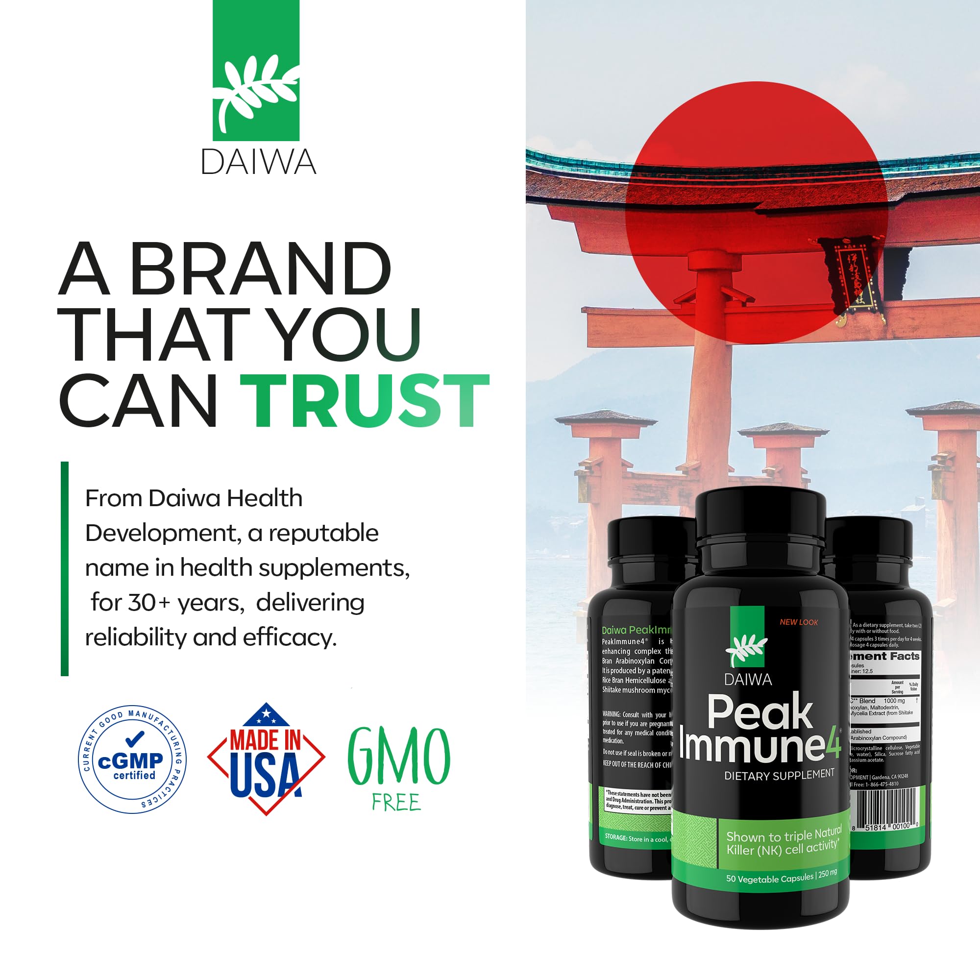 Daiwa PeakImmune4 bottle back label close-up