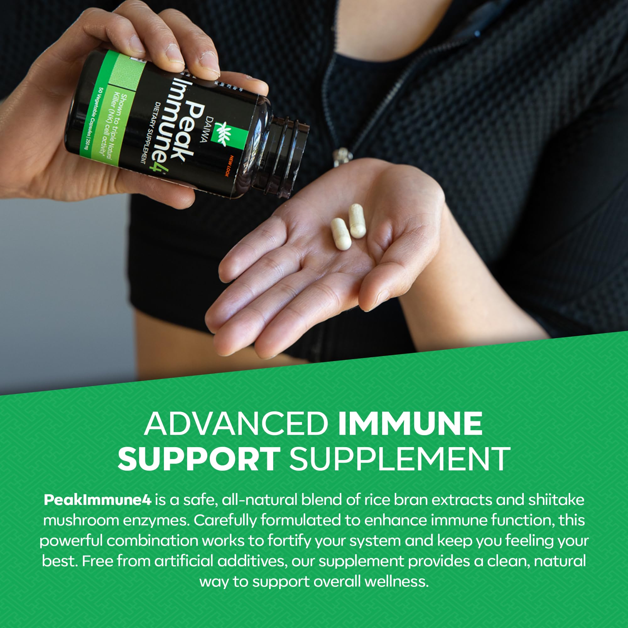 Nutrition facts and supplement details on PeakImmune4 label
