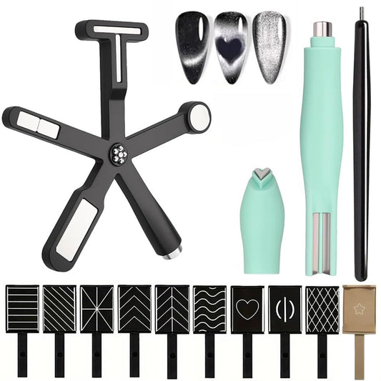 DAIXIANGER cat eye nail magnet pen demonstrates precise cat eye effects on natural nails