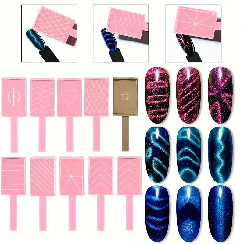 DAIXIANGER patterned wands with lines for textured cat eye nails