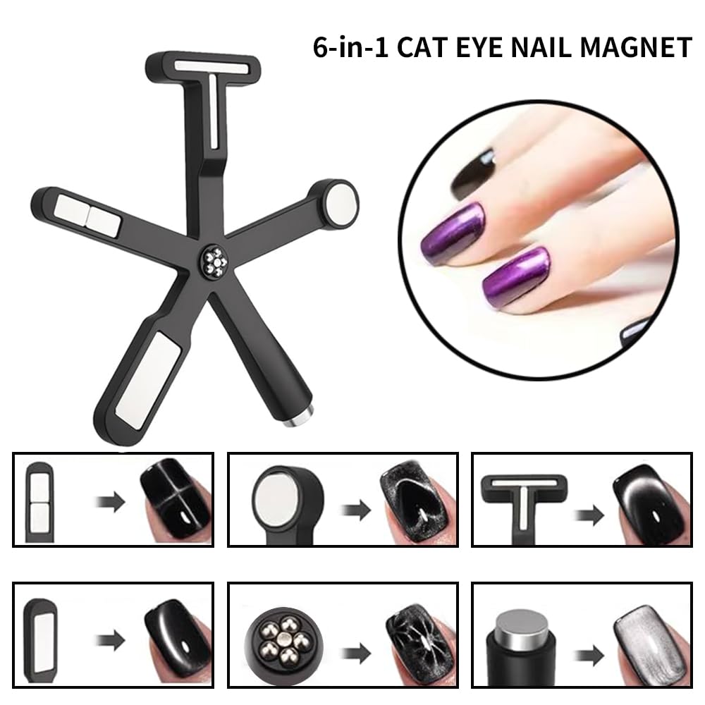 DAIXIANGER six-in-one magnetic wand creates arc and petal cat eye textures