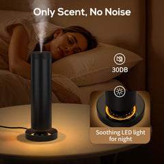 Soft night light on the diffuser in a dim room