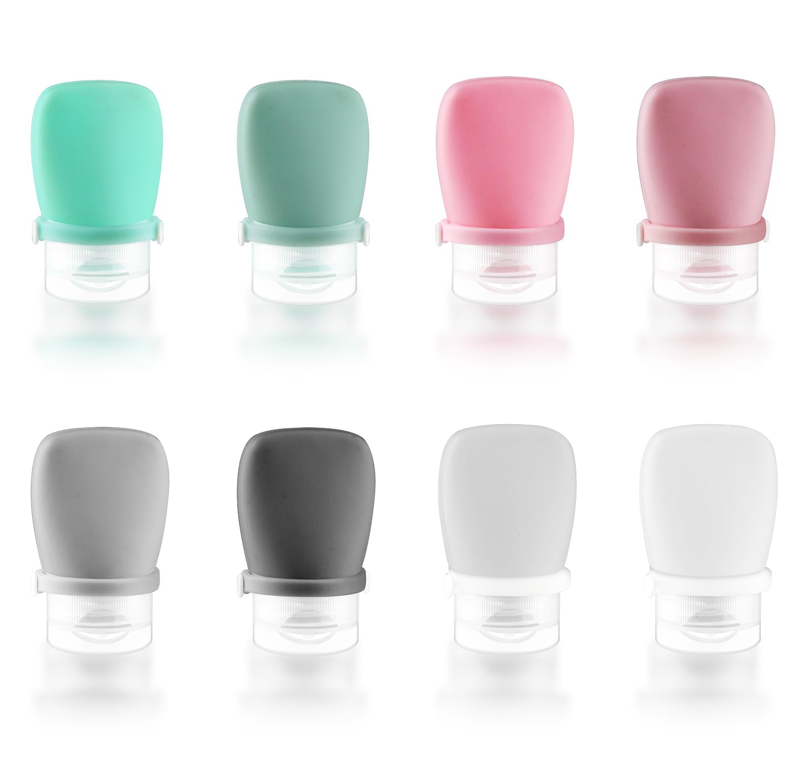 Damsier 8-pack silicone travel bottles with flip caps offer leak-free portability.