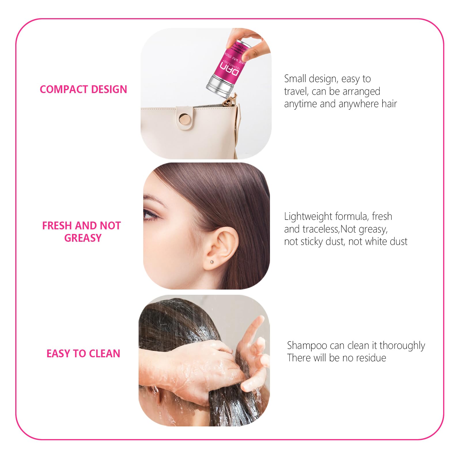 DAN Technology Hair Wax Stick delivers non-greasy hold for all-day control.